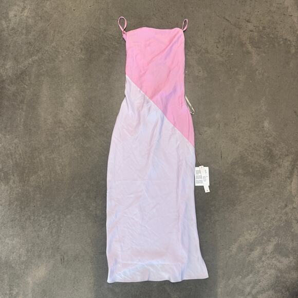 Asos Pink Asymmetrical Cami Criss Cross Tank Top Summer Satin Dress Purple 4 NWT - Picture 1 of 7